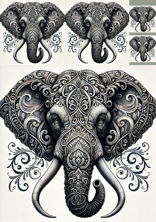 Reispapier für Decoupage Elefant im Gothic-Stil Collage Kat. Nr. 1234