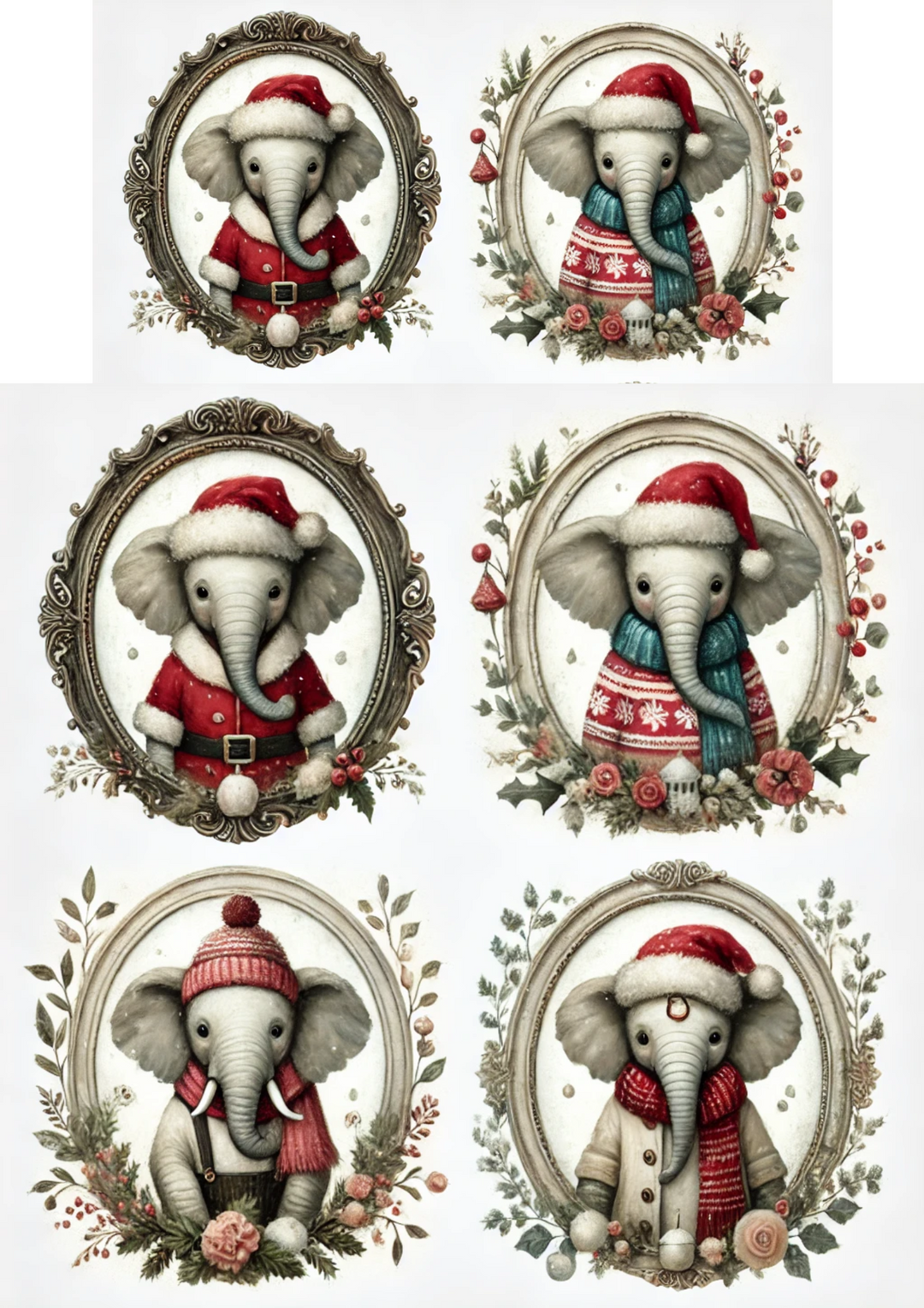 Rice Paper For Decoupage Elephants In Ovals Full Cat. No. 3156