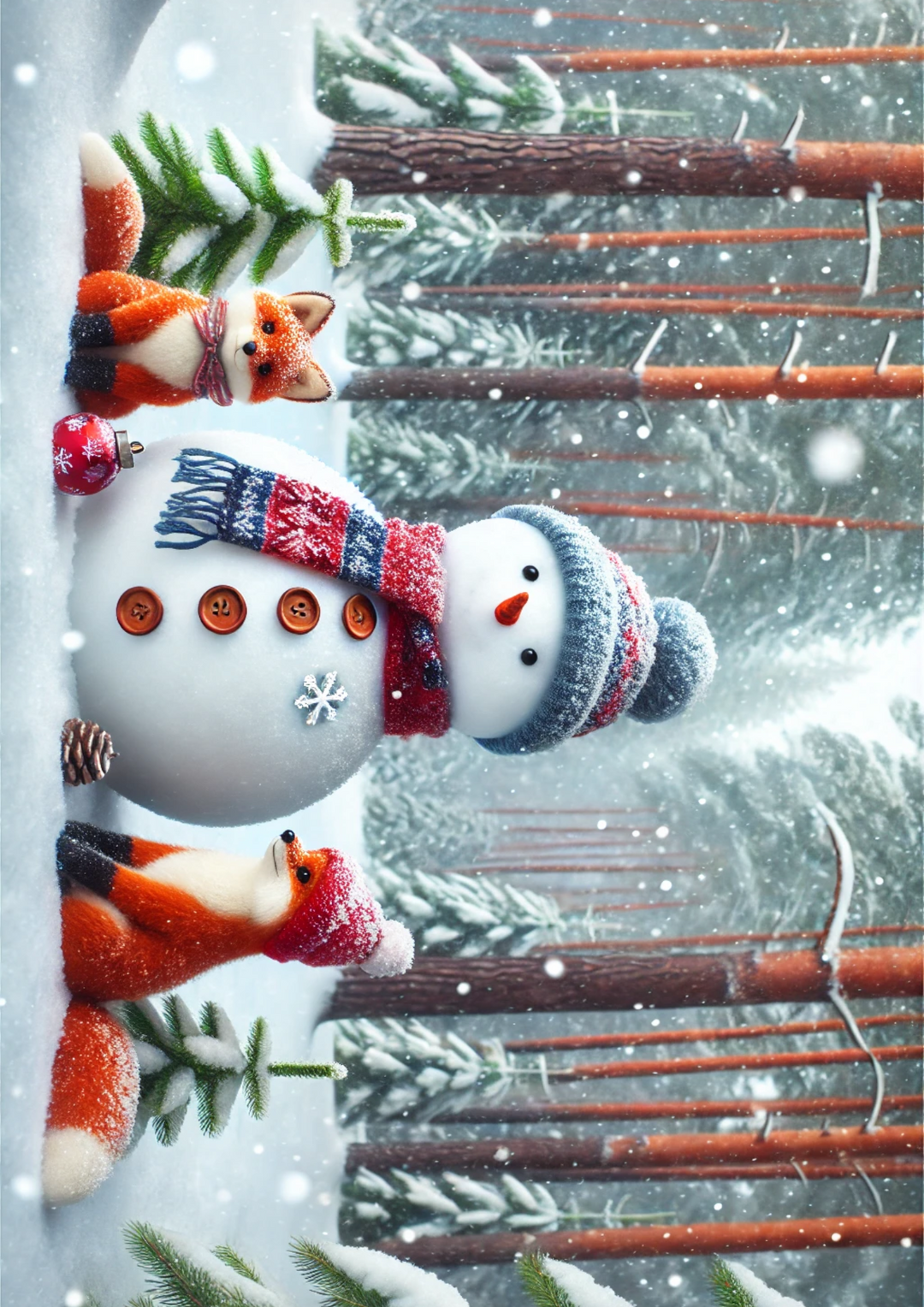 Reispapier für Decoupage Schneemann und Füchse Volle Kat. Nr. 2468