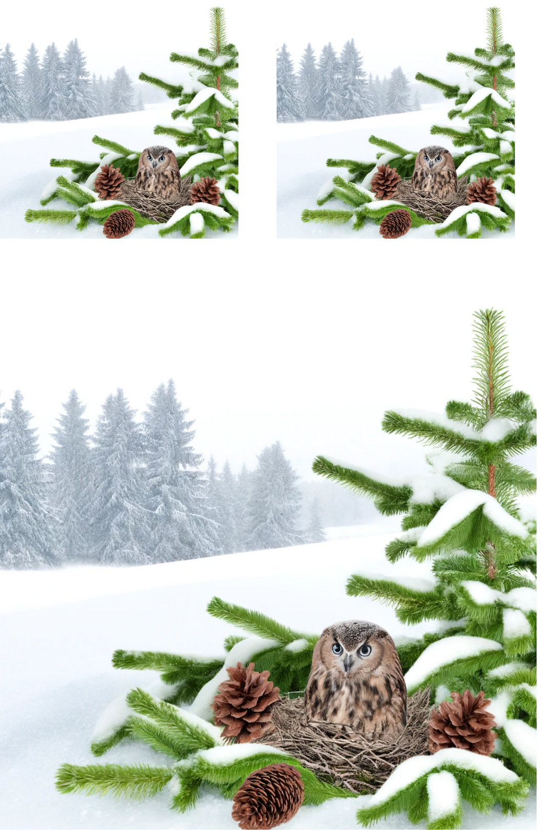Rice Paper For Decoupage Owl In The Nest On The Fir Tree 4 Collage Cat No. 795