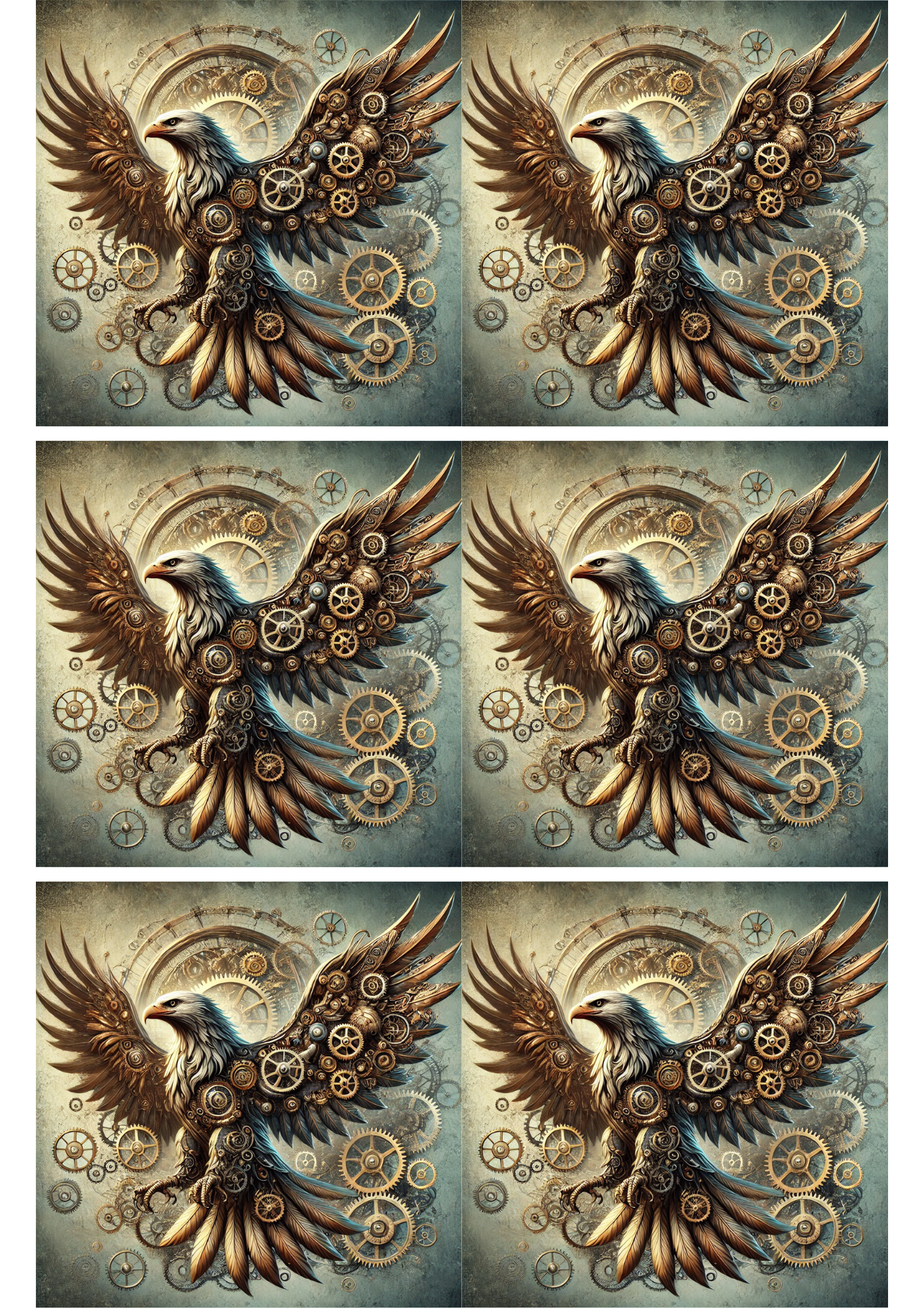Reispapier für Decoupage Adler Steampunk Collage Kat. Nr. 2901