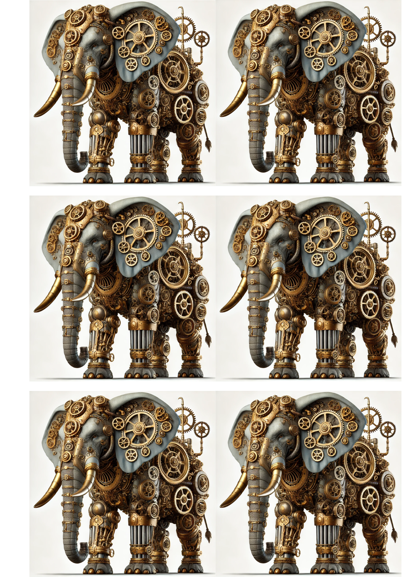 Reispapier für Decoupage Elefant Steampunk Collage Kat. Nr. 2905