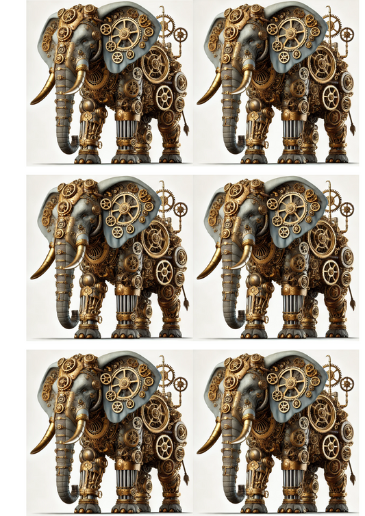 Reispapier für Decoupage Elefant Steampunk Collage Kat. Nr. 2905