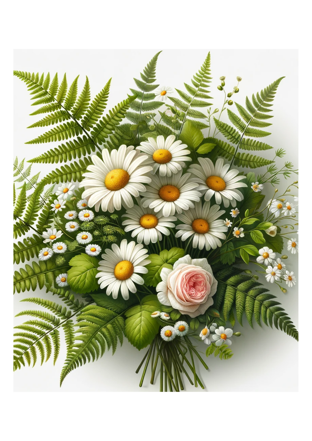 Reispapier für Decoupage, Blumenstrauß aus Gänseblümchen, volle Katze Nr. 751