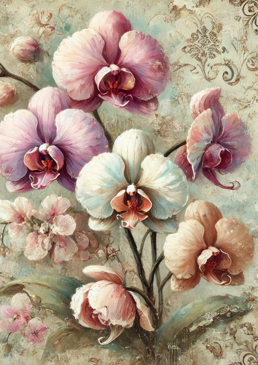 Reispapier für Decoupage Orchideen Schabby Chic Full Kat. Nr. 2498