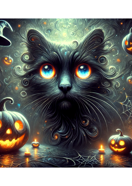 Reispapier für Decoupage Katze Surreal Halloween Voll Kat. Nr. 2908