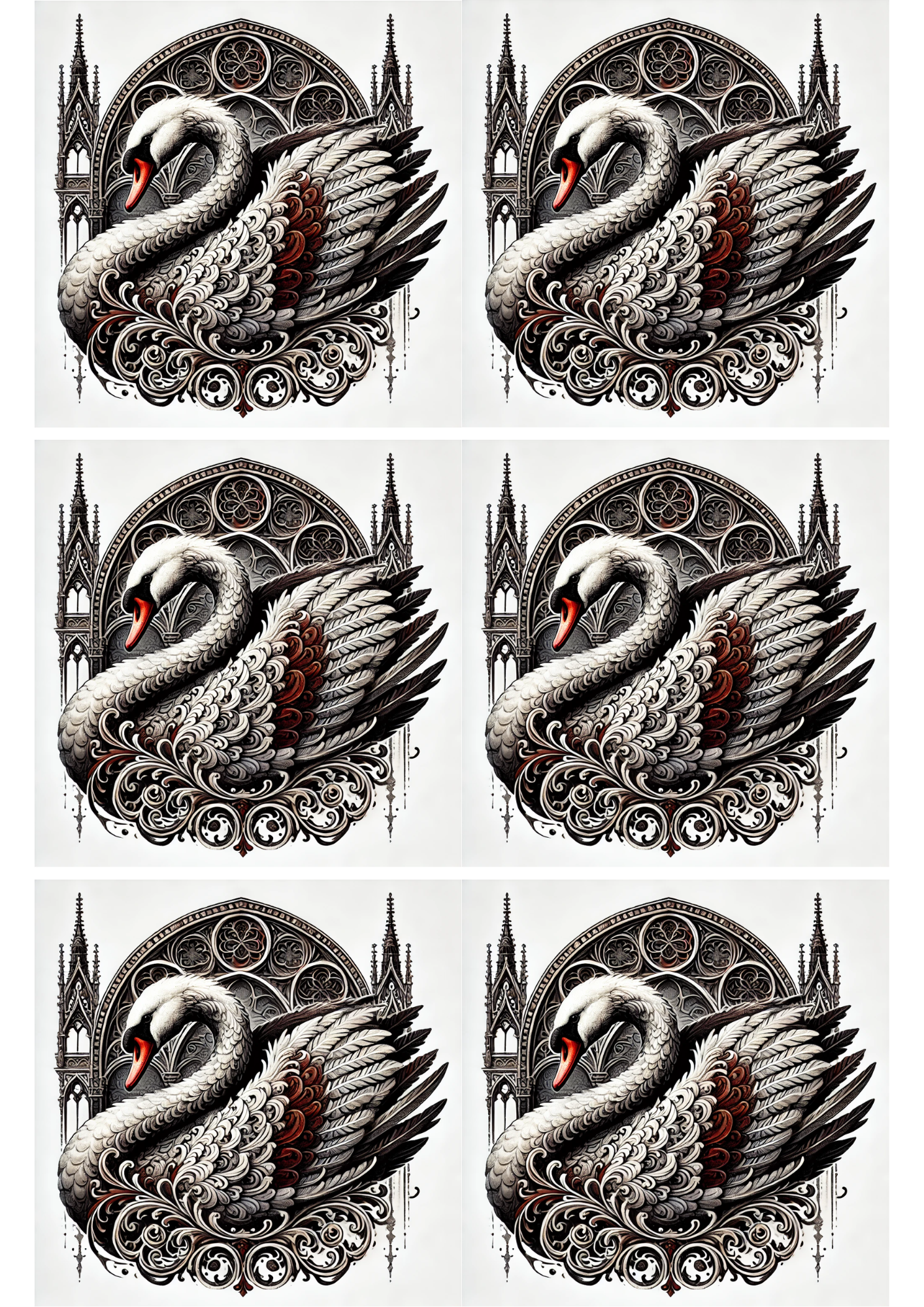 Reispapier für Decoupage Schwan im Gothic-Stil Collage Kat. Nr. 2499