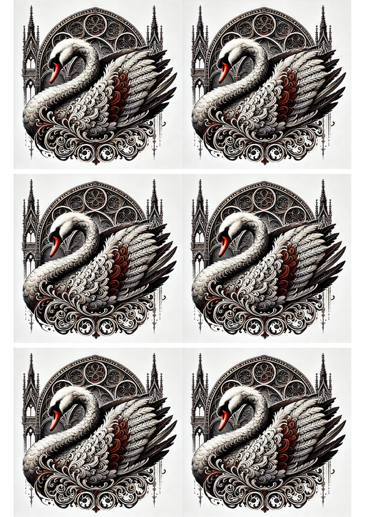 Reispapier für Decoupage Schwan im Gothic-Stil Collage Kat. Nr. 2499