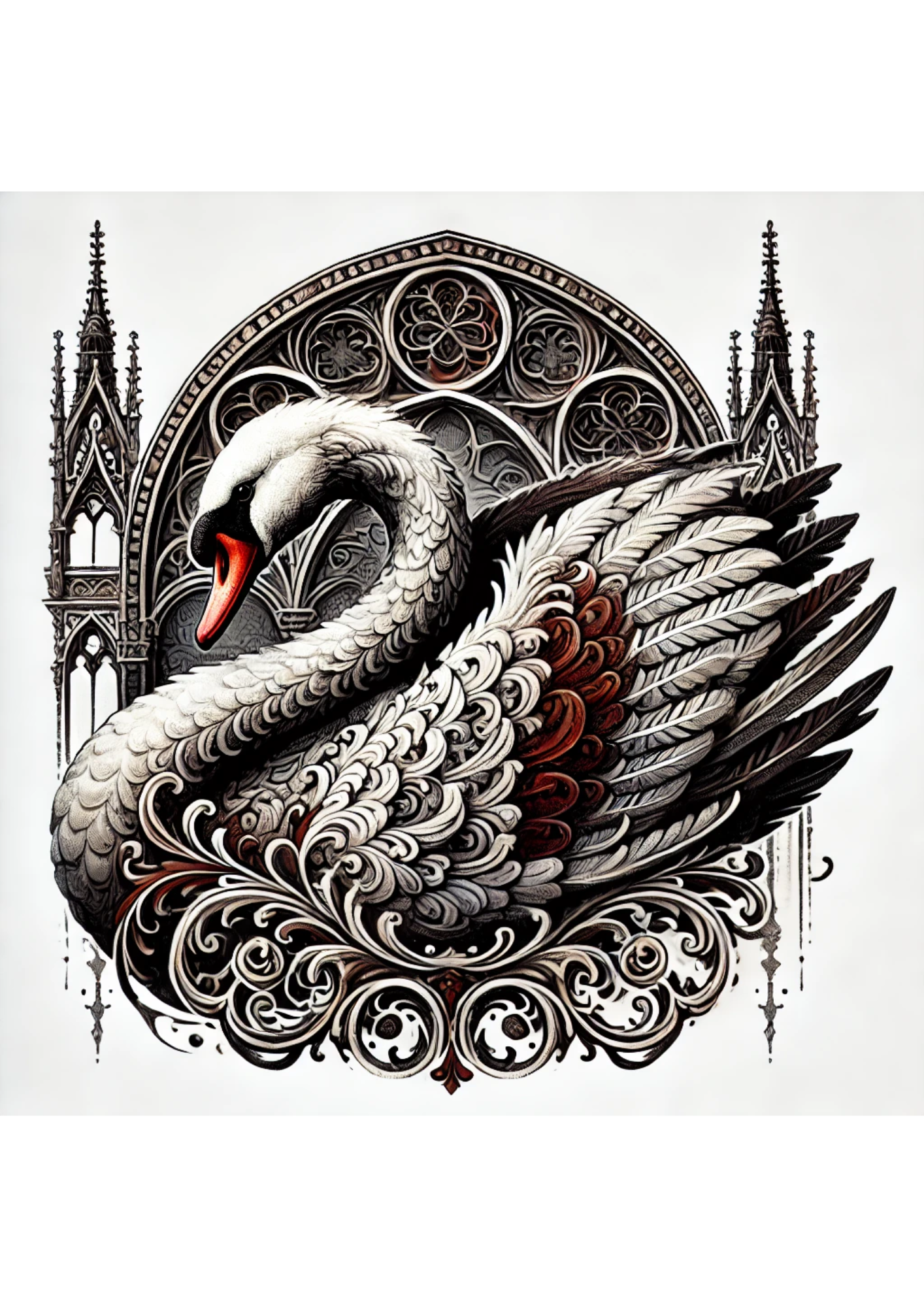 Reispapier für Decoupage Schwan im gotischen Stil, vollständige Kat.-Nr. 2500