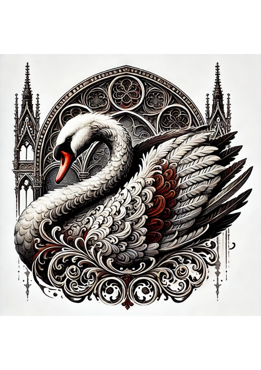 Reispapier für Decoupage Schwan im gotischen Stil, vollständige Kat.-Nr. 2500