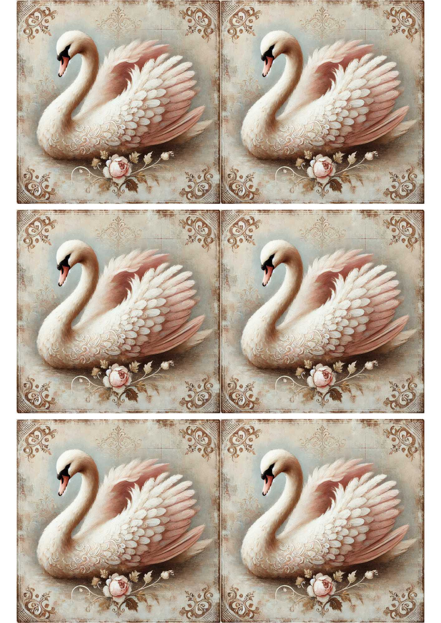 Reispapier für Decoupage Schwan Shabby Chic Collage Kat. Nr. 2503