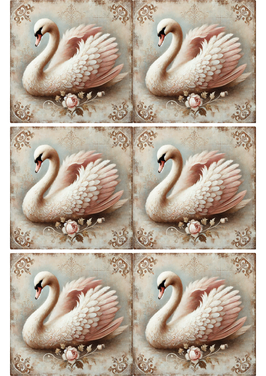Reispapier für Decoupage Schwan Shabby Chic Collage Kat. Nr. 2503