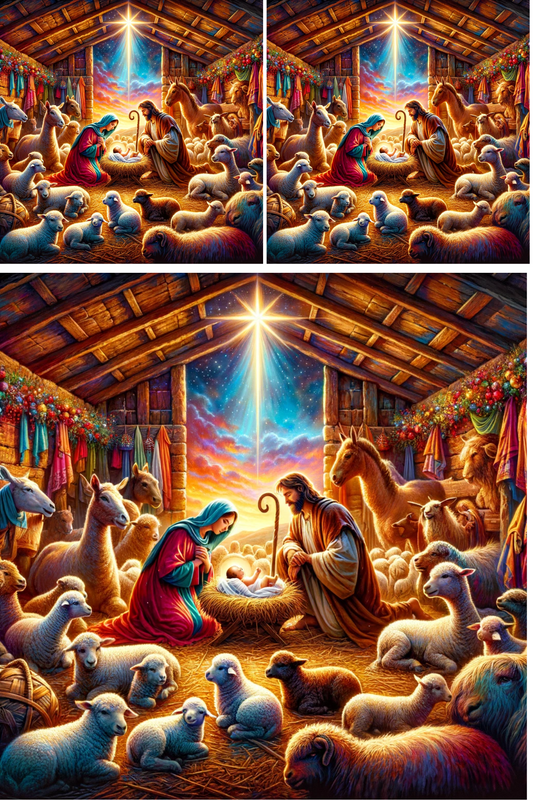 Reispapier für Decoupage Heilige Familie im Stall von Bethlehem Collage Kat. Nr. 843