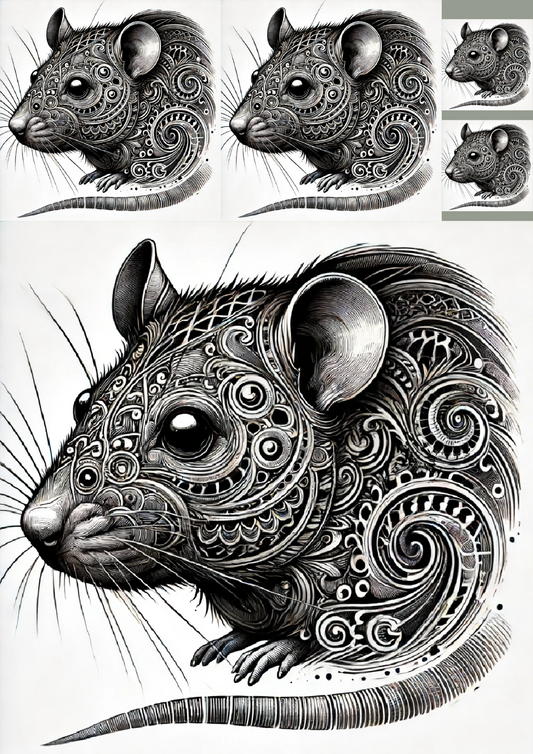 Reispapier für Decoupage-Ratte im Gothic-Stil Collage Kat. Nr. 1240