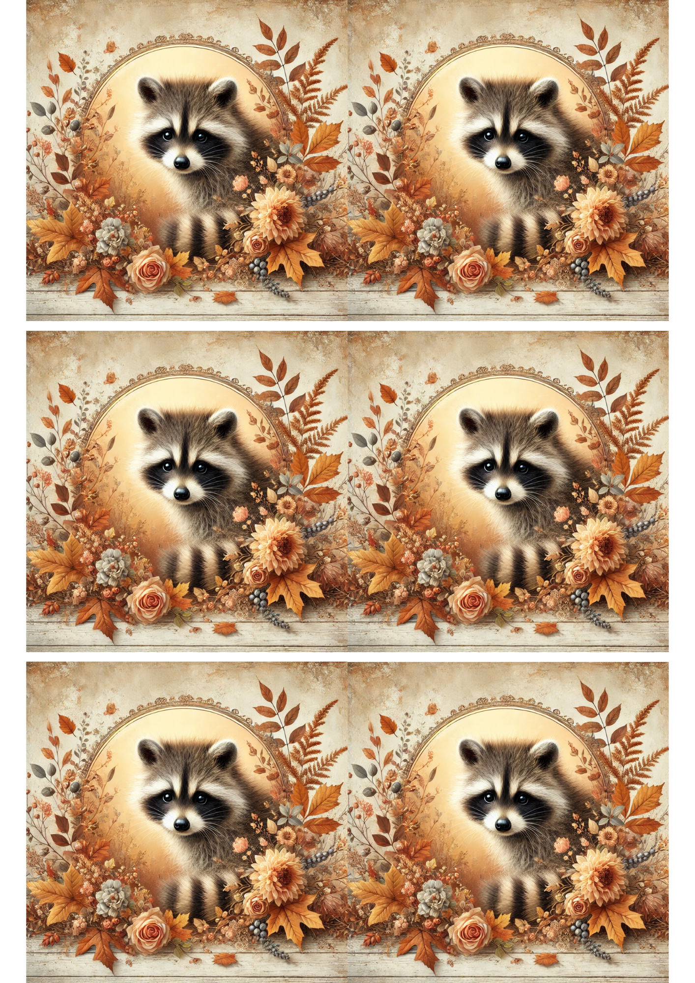 Reispapier für Decoupage Waschbär im Herbst Collage Kat. Nr. 2631