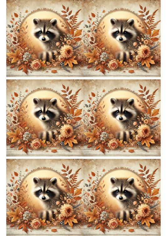 Reispapier für Decoupage Waschbär im Herbst Collage Kat. Nr. 2631