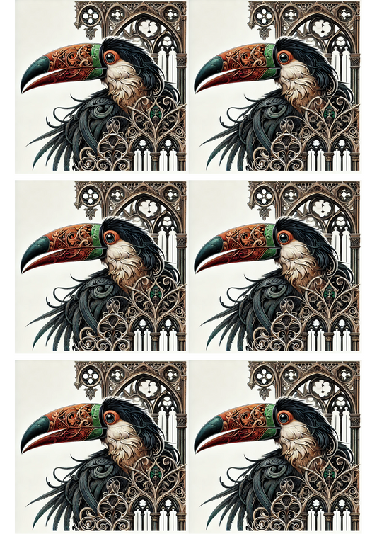 Reispapier für Decoupage, Tukan, Gothic-Stil, Collage, Kat. Nr. 2547