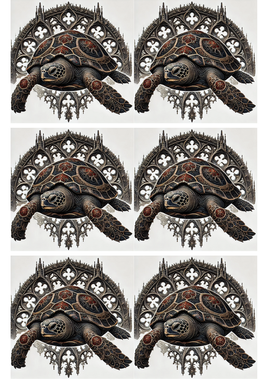 Reispapier für Decoupage-Schildkröte im gotischen Stil Collage Kat. Nr. 2549