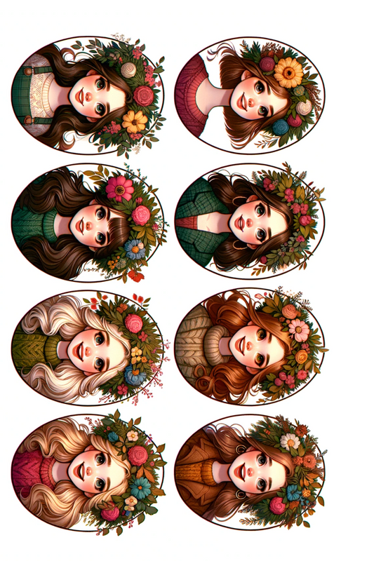 Rice Paper for Decoupage Faces in Ovals, Full, Cat. No. 441