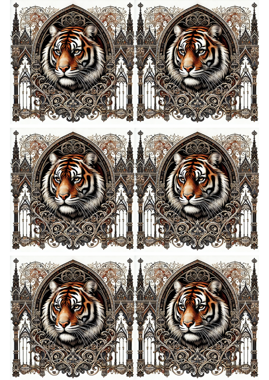 Reispapier für Decoupage Bengal Tiger Gothic Style Collage Kat. Nr. 2551