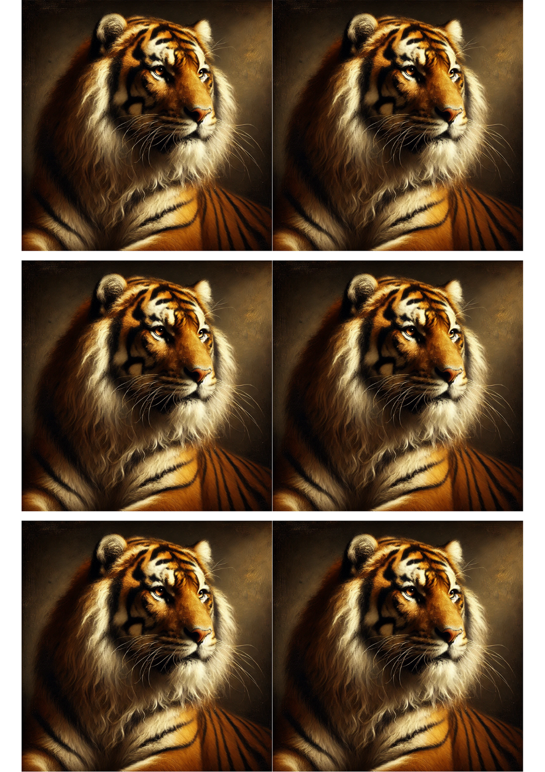 Reispapier für Decoupage, Porträt eines Tigers im Stil von Rembrandt, Collage, Kat.-Nr. 2553