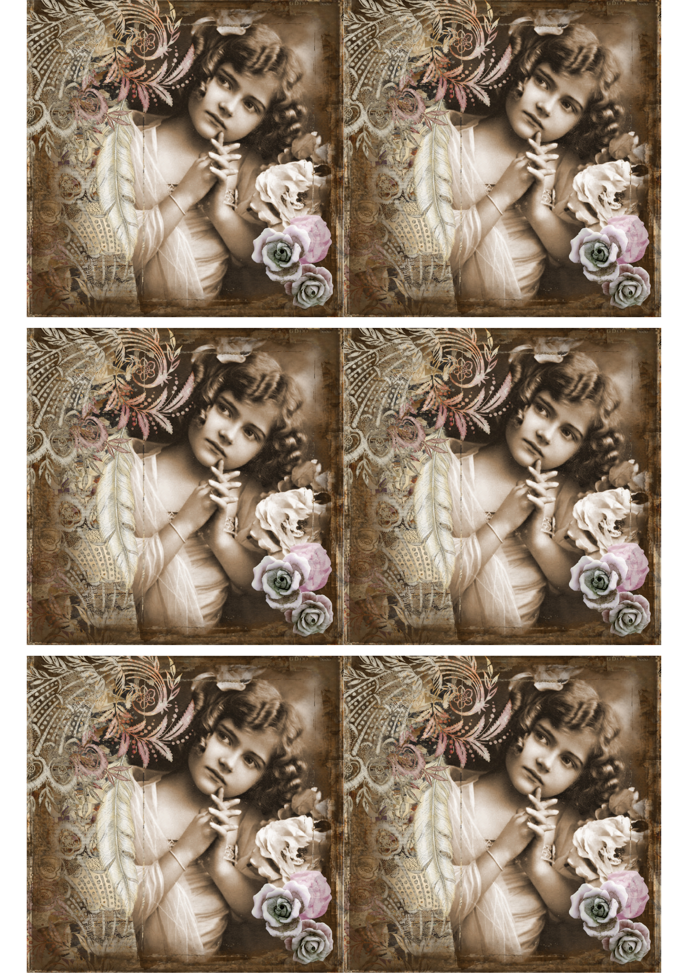 Reispapier für Decoupage Vintage Girl Collage Kat. Nr. 2637