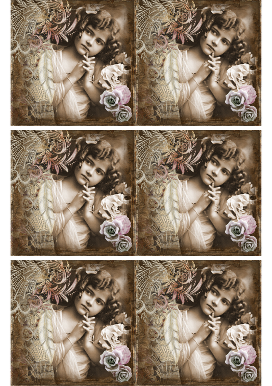 Reispapier für Decoupage Vintage Girl Collage Kat. Nr. 2637
