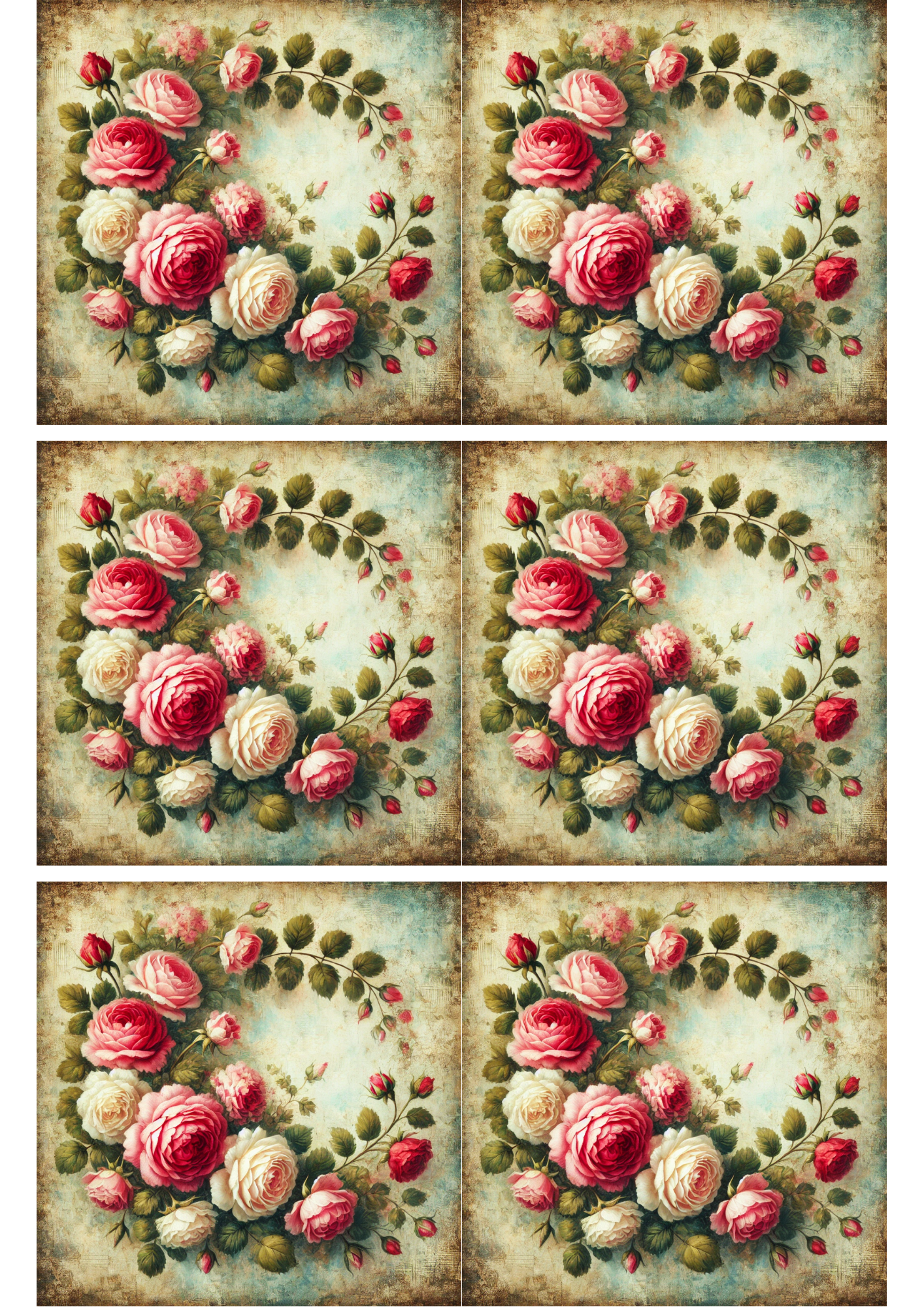 Reispapier für Decoupage Vintage Rosengirlanden-Collage Kat. Nr. 2639