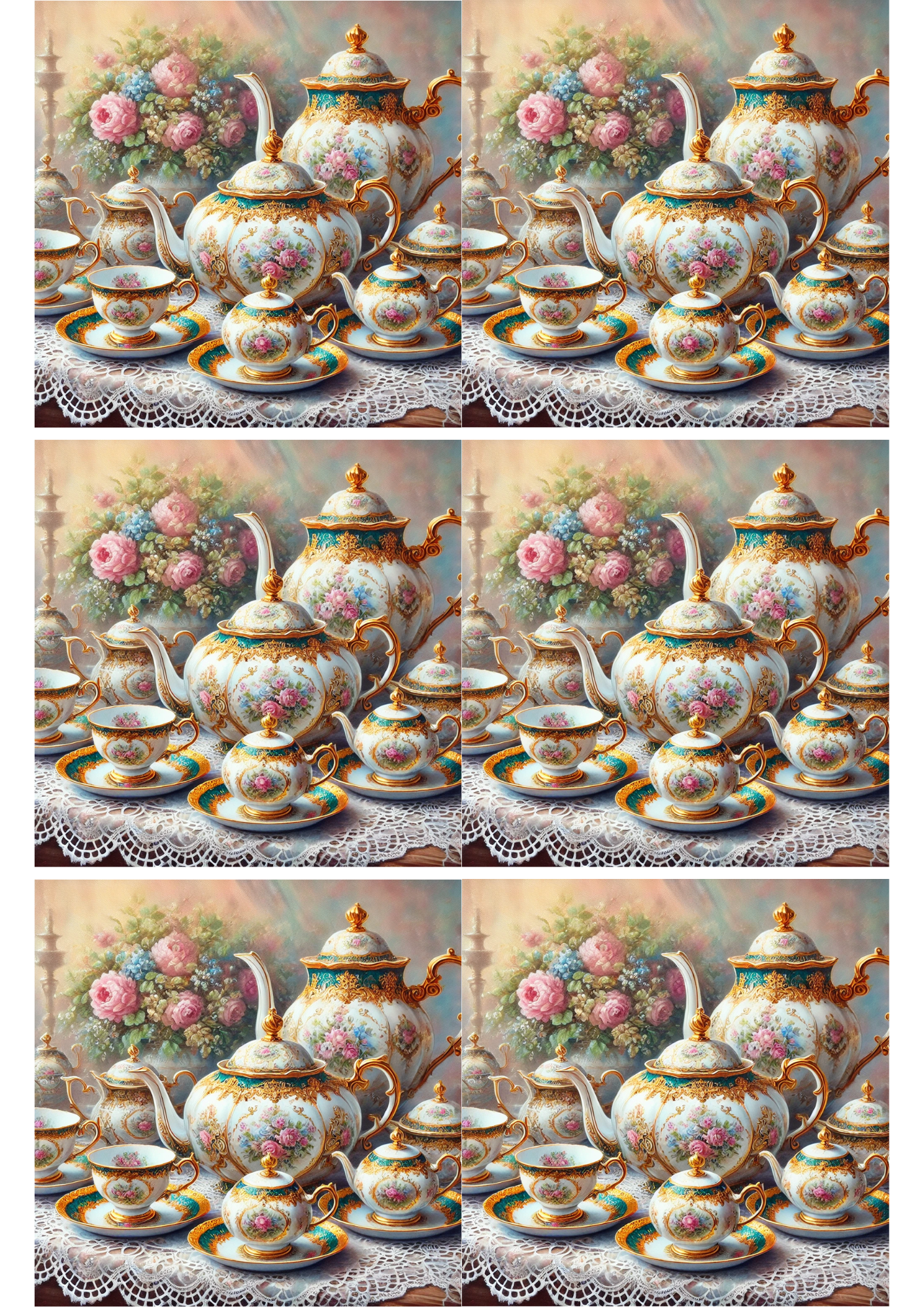 Reispapier für Decoupage Teeservice Vintage Collage Kat. Nr. 2641