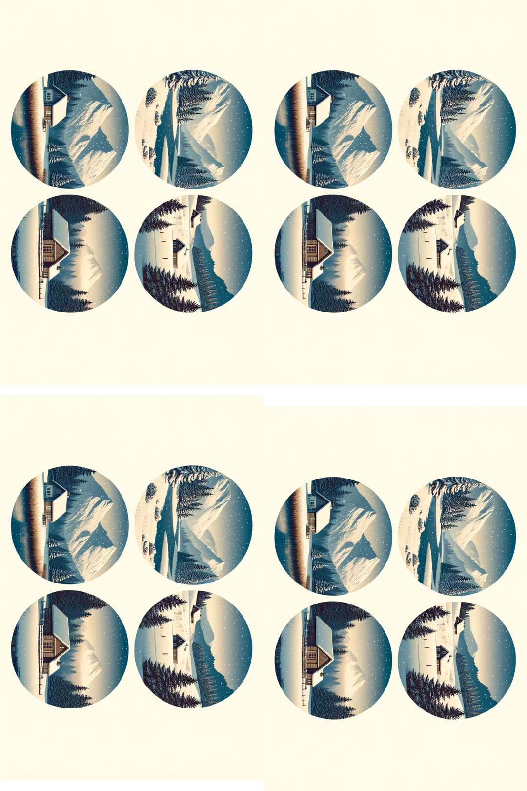 Rice Paper for Decoupage Winter Views in Ovals Collage Cat. No. 474