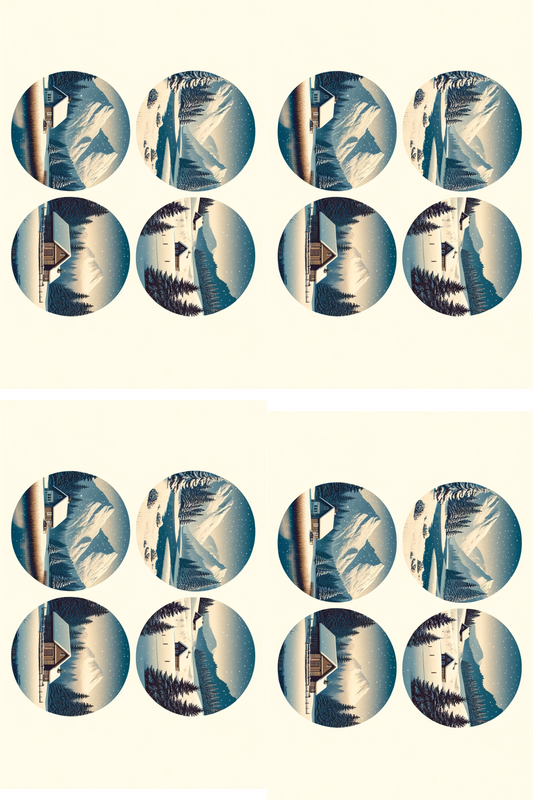 Rice Paper for Decoupage Winter Views in Ovals Collage Cat. No. 474