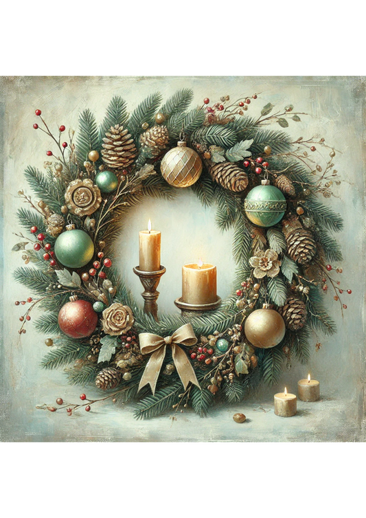 Rice Paper For Decoupage Christmas Wreath Full Cat. No. 3176