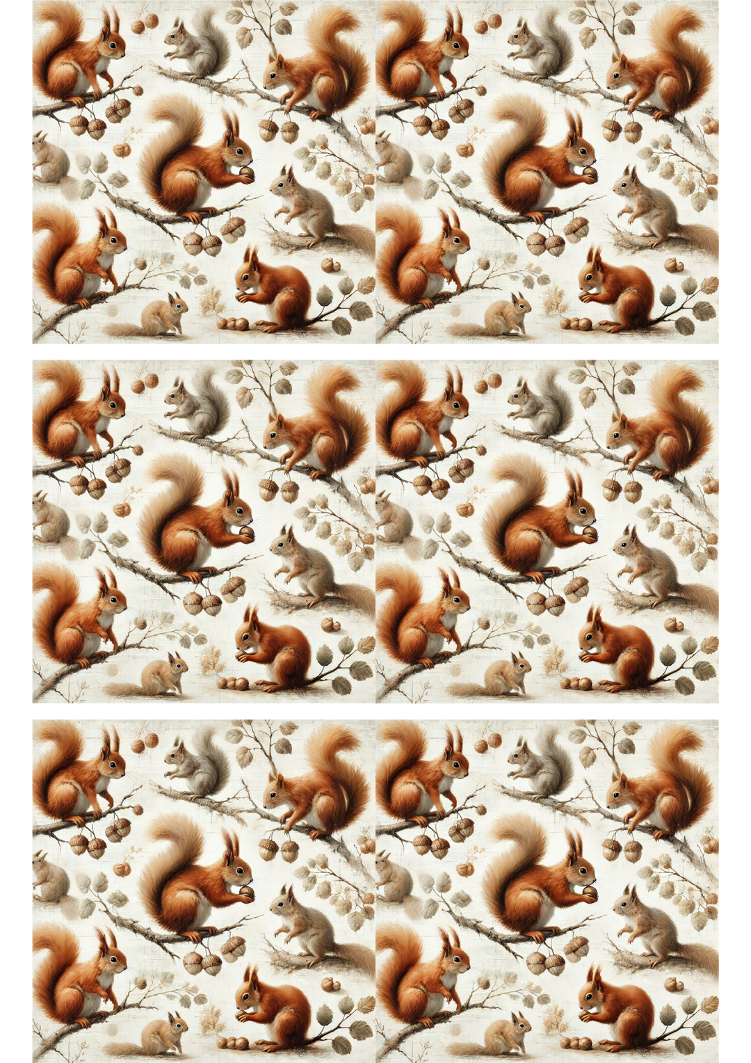 Rice Paper For Decoupage Squirrels Collage Cat. No. 3177