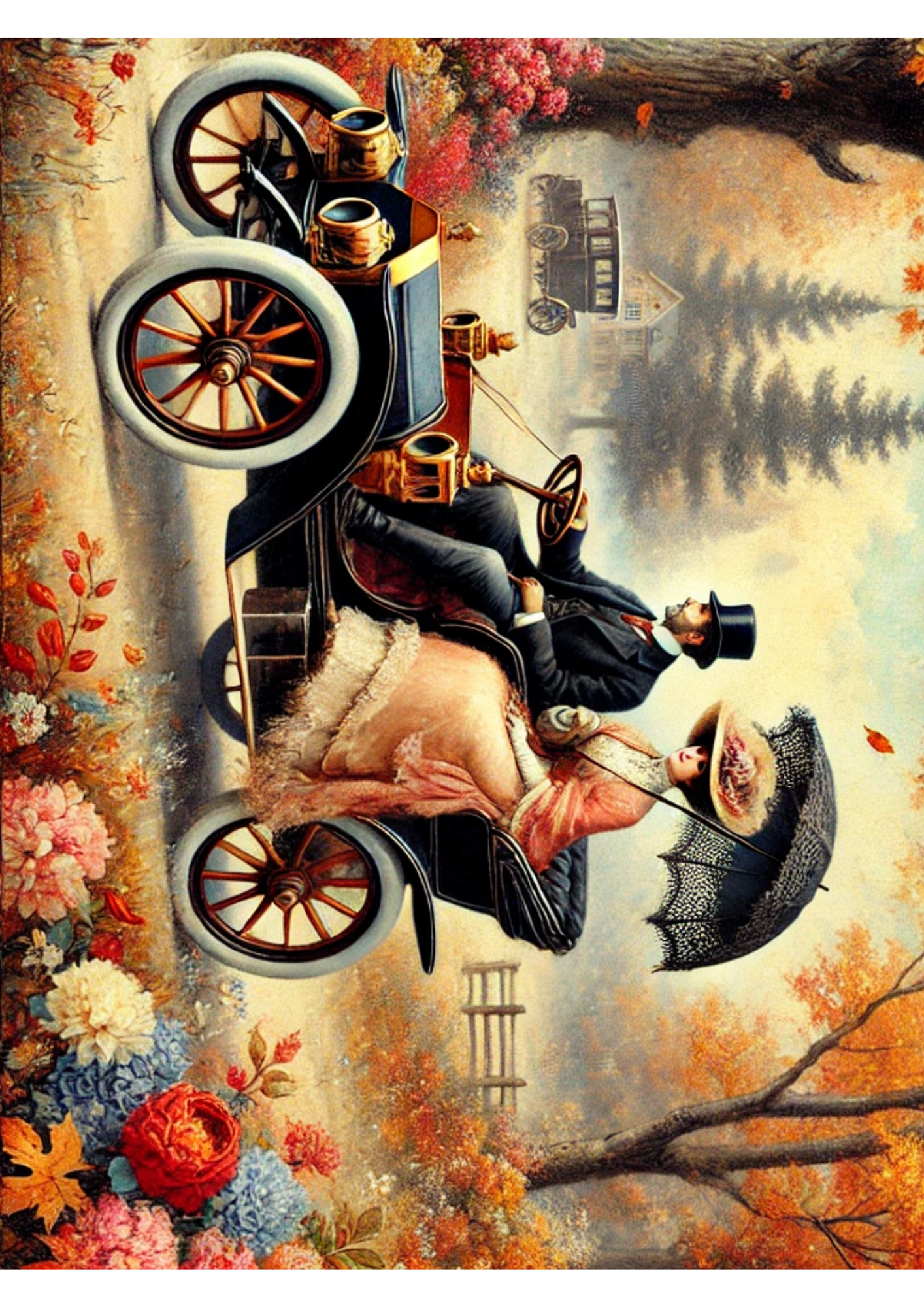 Reispapier für Decoupage, viktorianisches Auto, vollständig, Kat. Nr. 3184