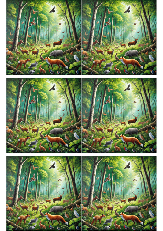 Rice Paper For Decoupage Wild Animals Collage Cat. No. 2659