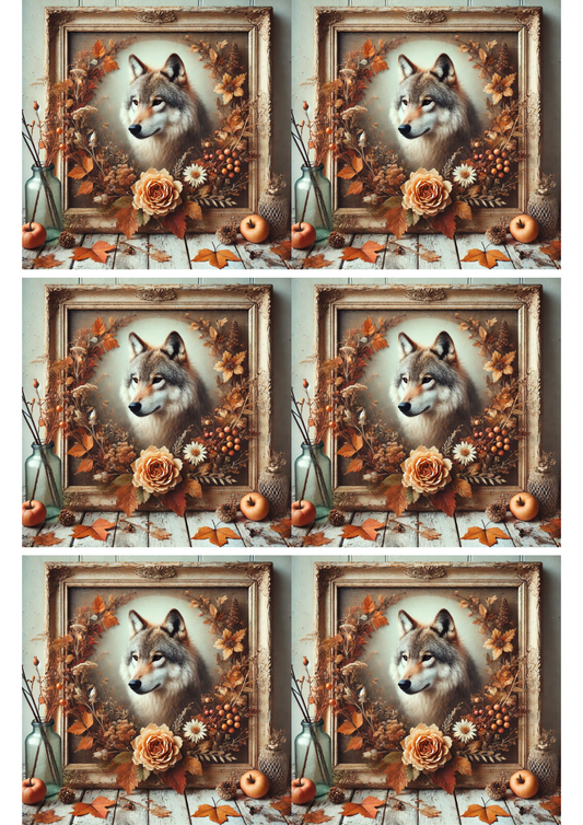 Reispapier für Decoupage Wolf im Herbst Collage Kat. Nr. 2661