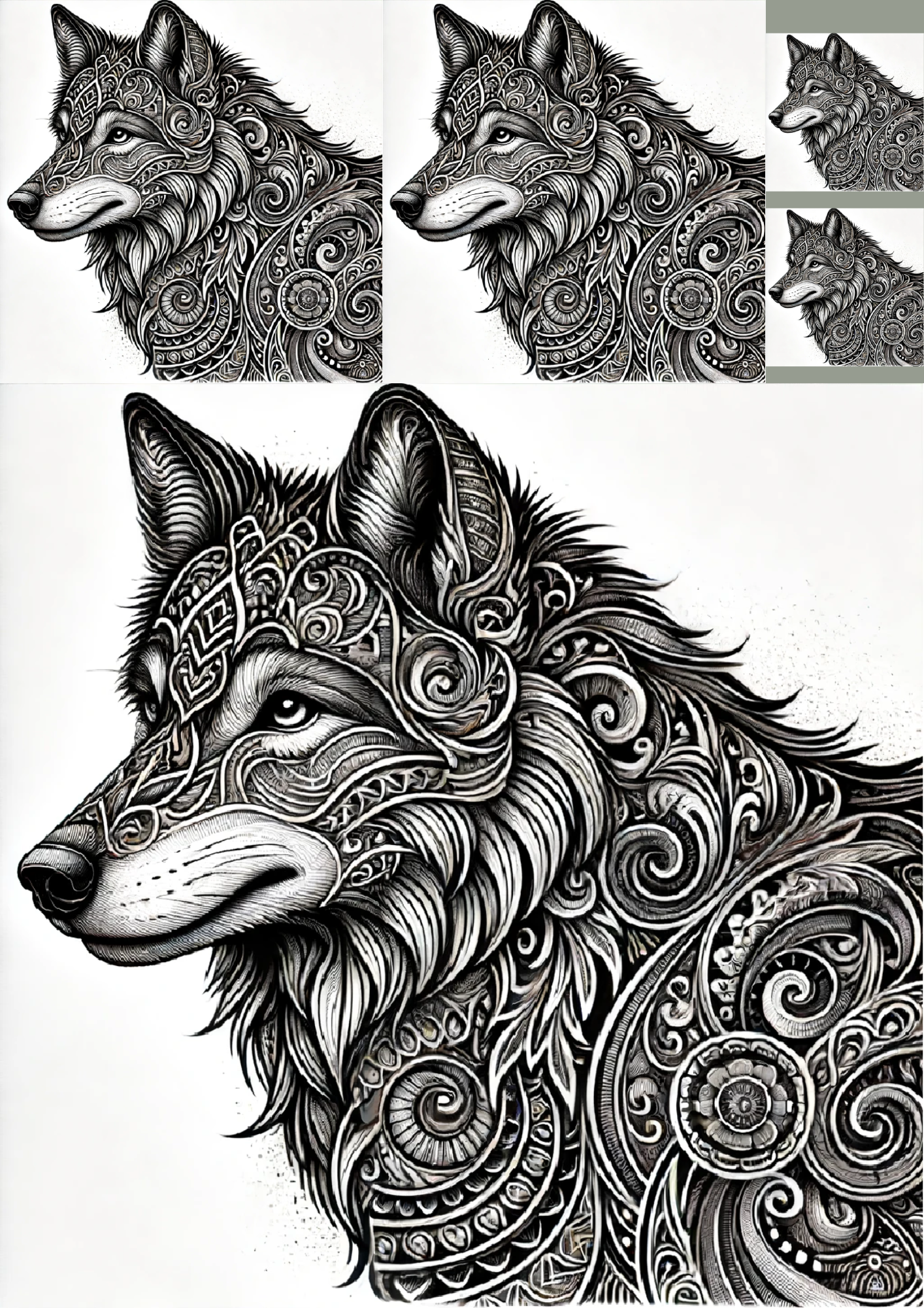 Reispapier für Decoupage Wolf im Gothic-Stil Collage Kat. Nr. 1244