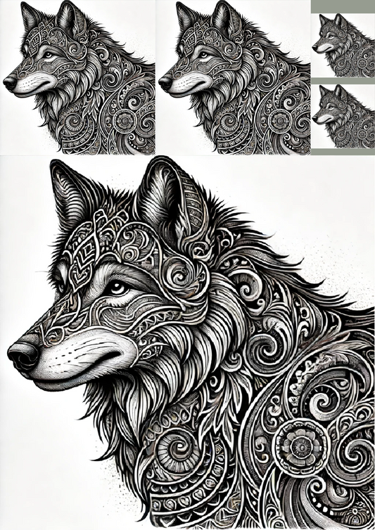 Reispapier für Decoupage Wolf im Gothic-Stil Collage Kat. Nr. 1244
