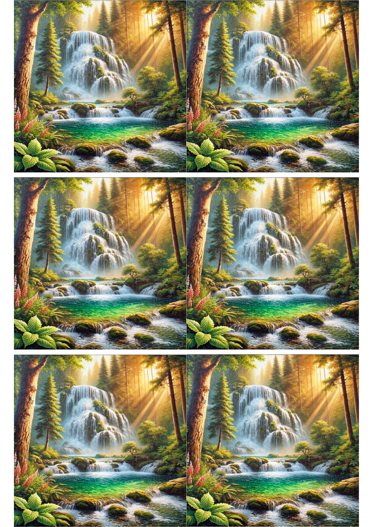 Rice Paper For Decoupage Waterfall Collage Cat. No. 2685