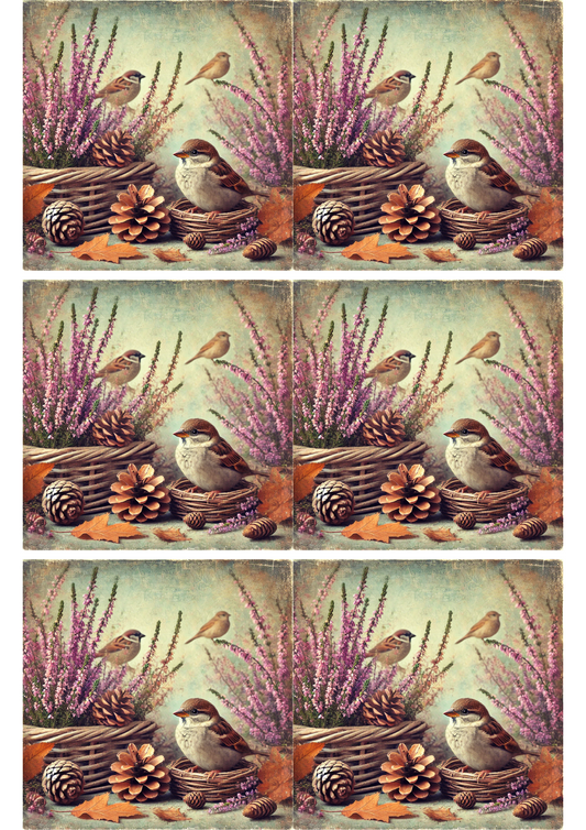 Reispapier für Decoupage Spatz im Herbst Collage Kat. Nr. 2785