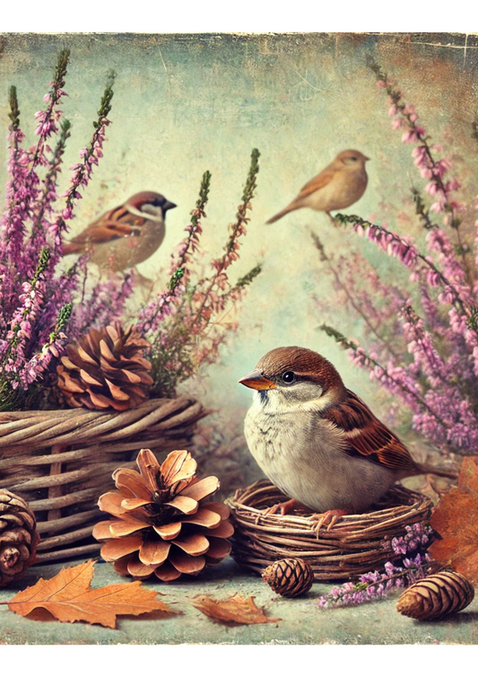 Reispapier für Decoupage Spatz im Herbst Voll Kat. Nr. 2786