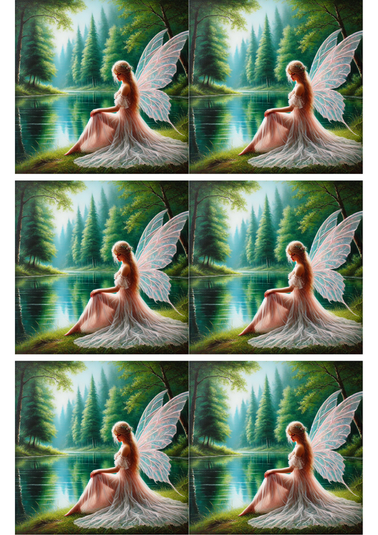 Reispapier für Decoupage-Collage „Fee am See“, Kat. Nr. 2697
