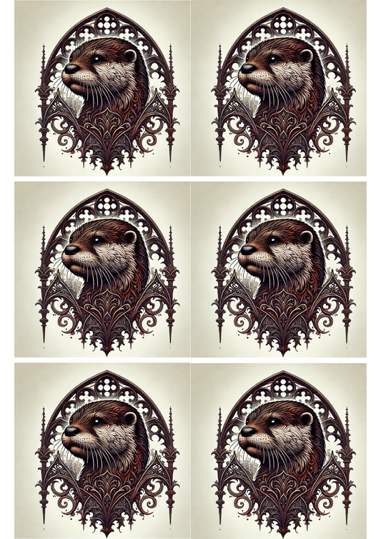 Reispapier für Decoupage Otter im Gothic-Stil Collage Kat. Nr. 2687
