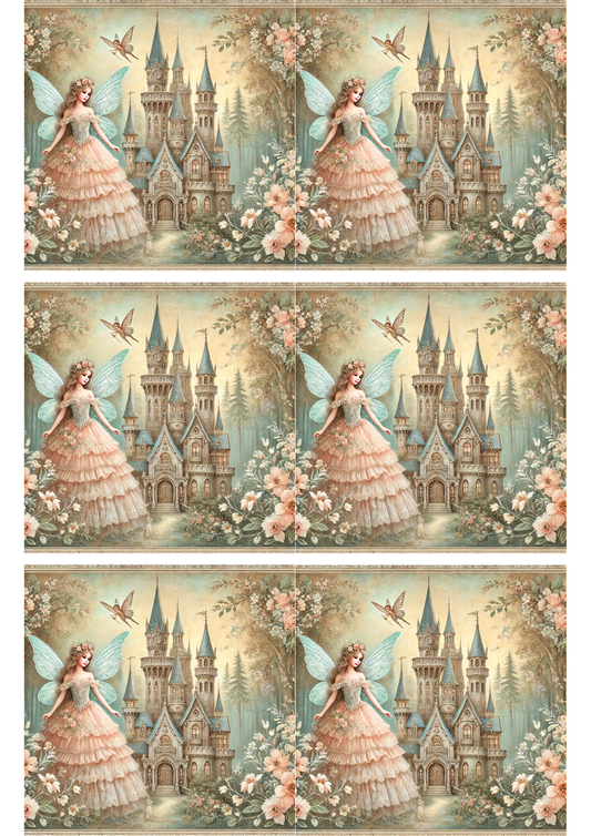 Reispapier für Decoupage Schloss und Prinzessin Shabby Chic Collage Kat. Nr. 2929