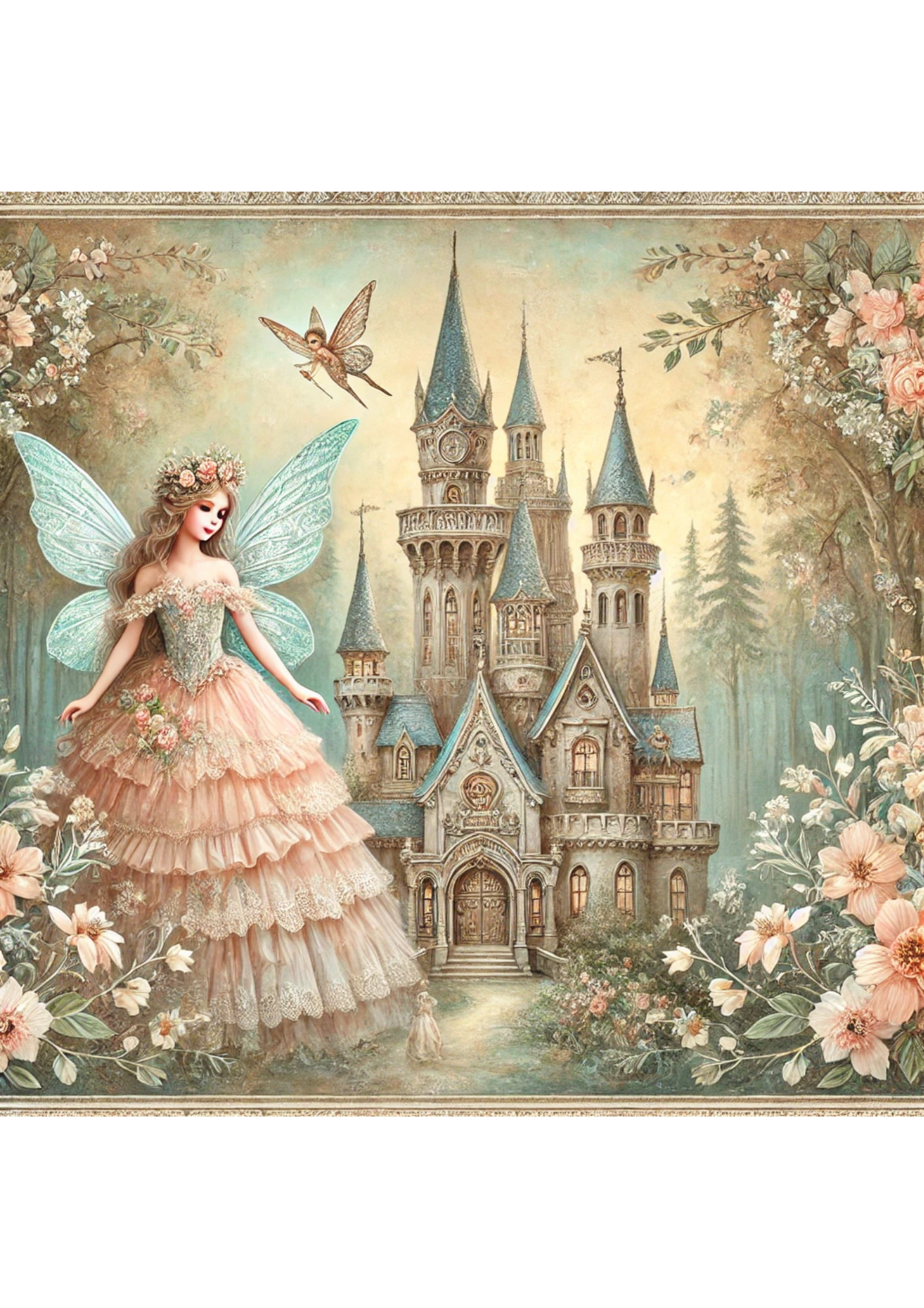 Reispapier für Decoupage, Schloss und Prinzessin, Shabby Chic, vollständige Kat.-Nr. 2930