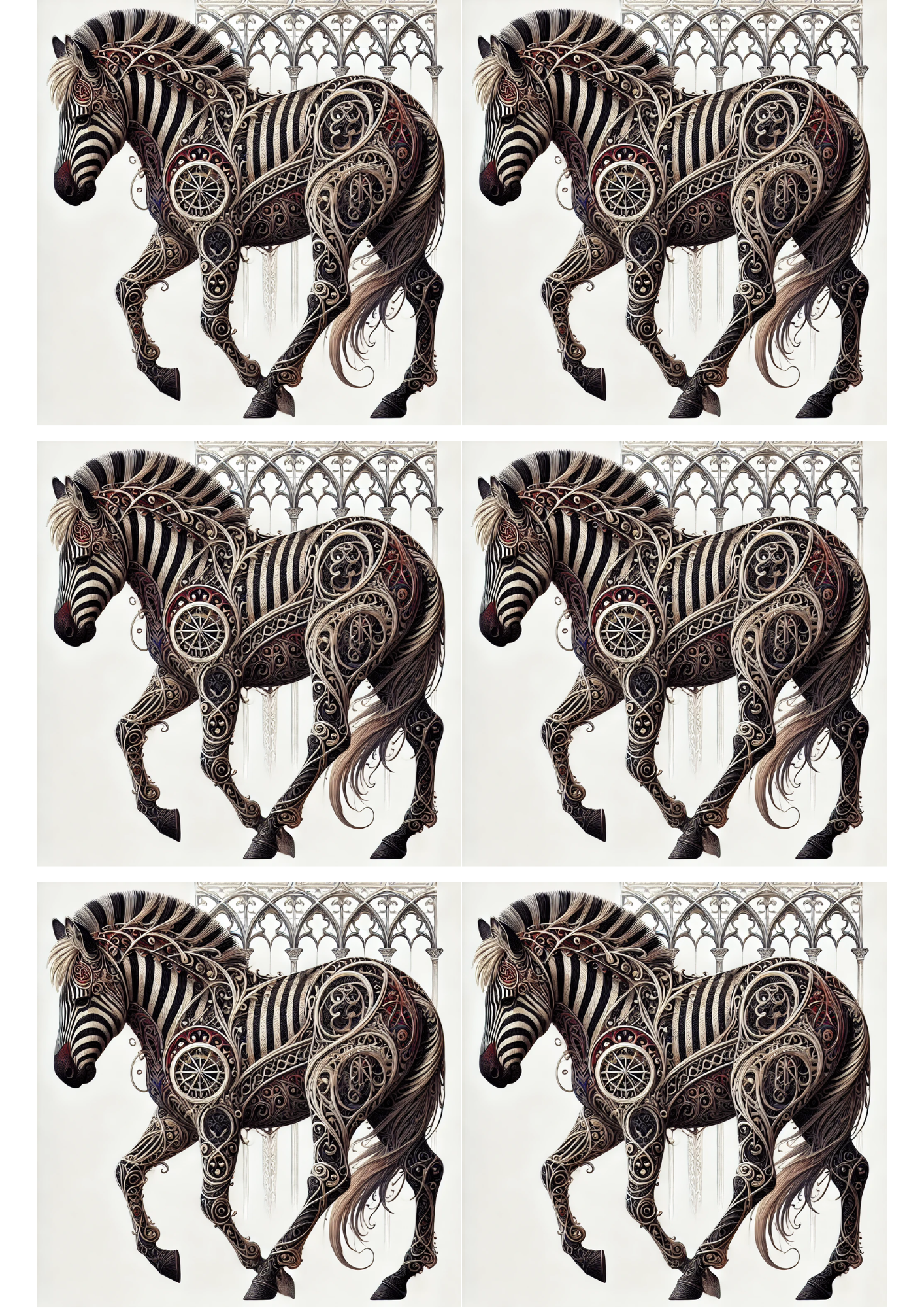Reispapier für Decoupage Zebra im Gothic-Stil Collage Kat. Nr. 2731
