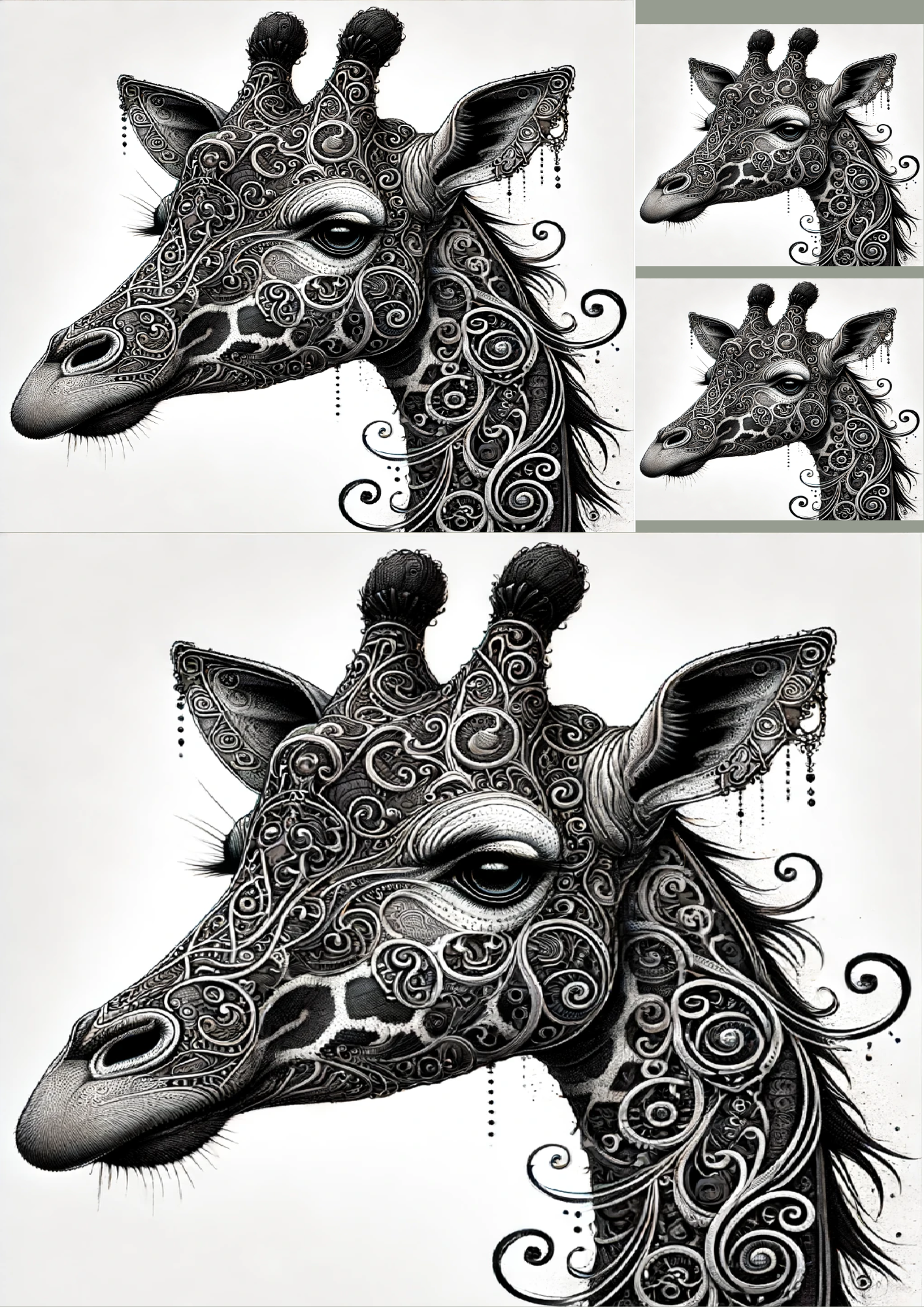 Reispapier für Decoupage Giraffe im Gothic-Stil Collage Kat. Nr. 1246