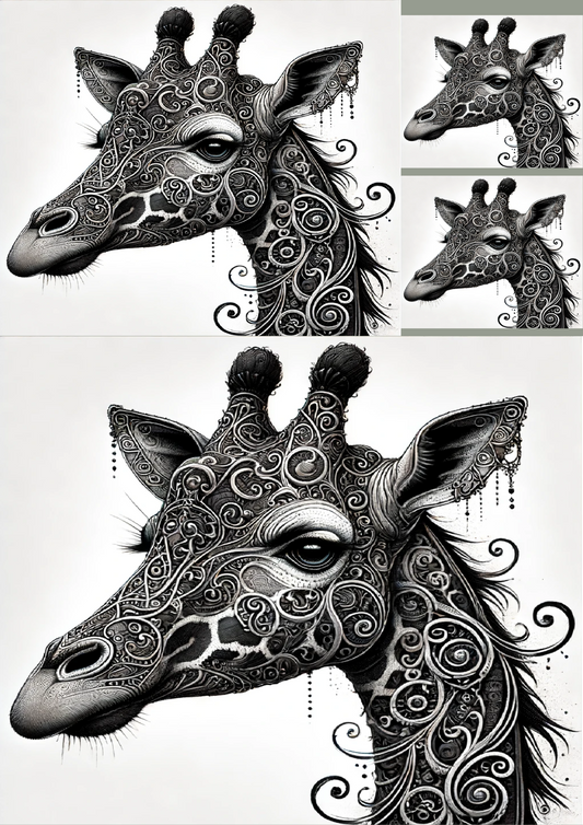 Reispapier für Decoupage Giraffe im Gothic-Stil Collage Kat. Nr. 1246